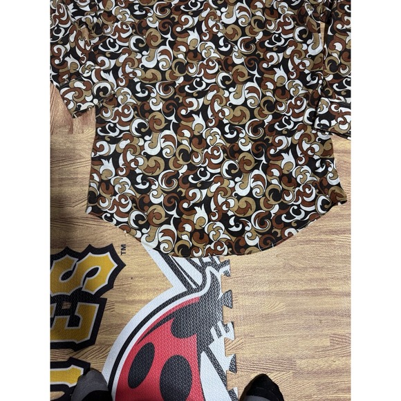 Vtg Contour Knit National Shirt Shops Brown and Black Paisley Shirt Women's L - Picture 13 of 16